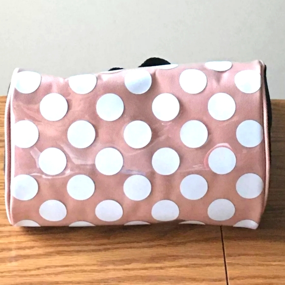 Kate Spade New York CLEAR-COATED Pink White Jumbo Dot Insulated Lunch Tote Bag - Picture 5 of 11